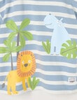 Teeny Weeny Safari Friends Play Short Sleeve Stripe Tee, Steel Blue product photo View 02 S