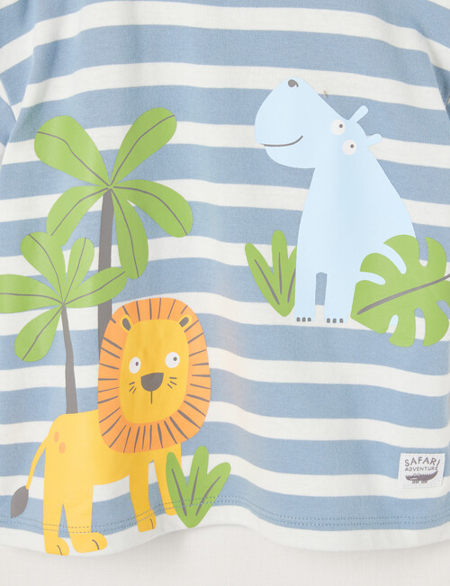 Teeny Weeny Safari Friends Play Short Sleeve Stripe Tee, Steel Blue product photo View 02 L