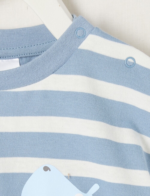 Teeny Weeny Safari Friends Play Short Sleeve Stripe Tee, Steel Blue product photo View 03 L