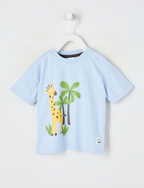 Teeny Weeny Safari Friends Play Short Sleeve Giraffe Tee, Ice Blue product photo