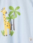 Teeny Weeny Safari Friends Play Short Sleeve Giraffe Tee, Ice Blue product photo View 02 S