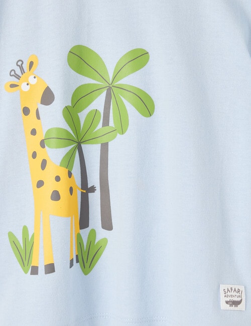 Teeny Weeny Safari Friends Play Short Sleeve Giraffe Tee, Ice Blue product photo View 02 L