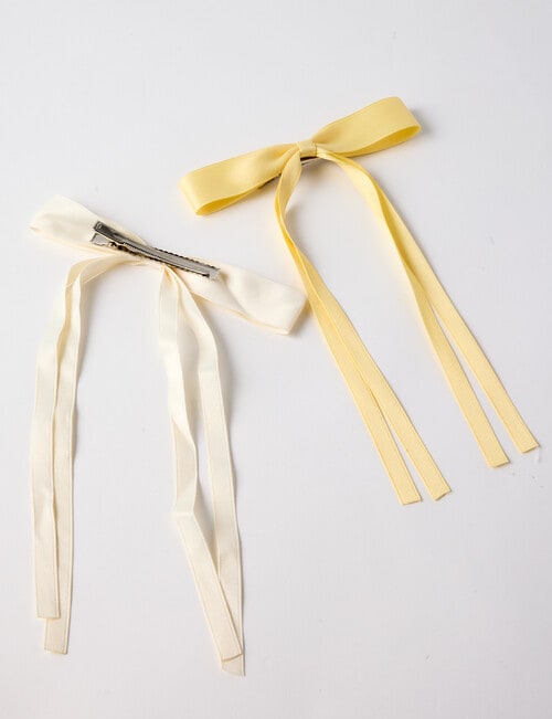 Mac & Ellie Large Bow Clip Set, 2-Piece, Lemon & Ivory product photo View 02 L
