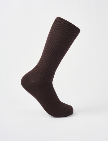 Mazzoni Ribbed Bamboo Crew Dress Sock, Cocoa product photo