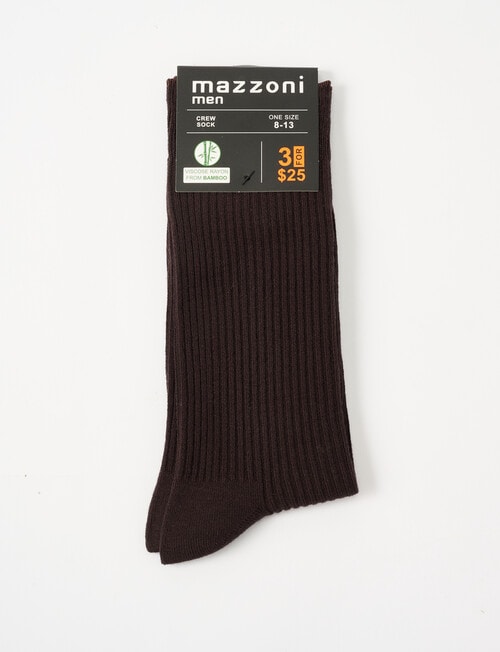 Mazzoni Ribbed Bamboo Crew Dress Sock, Cocoa product photo View 02 L