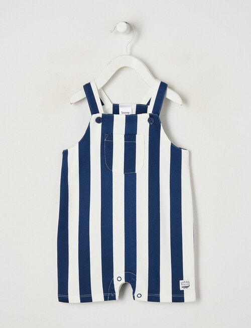 Teeny Weeny Safari Friends Stripe Shortall, Navy product photo