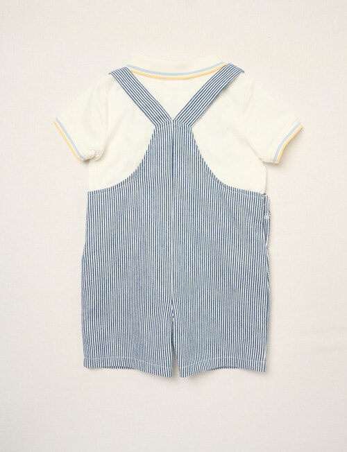Teeny Weeny Safari Friends Shortall & Polo Set, Blue Stripe product photo View 02 L