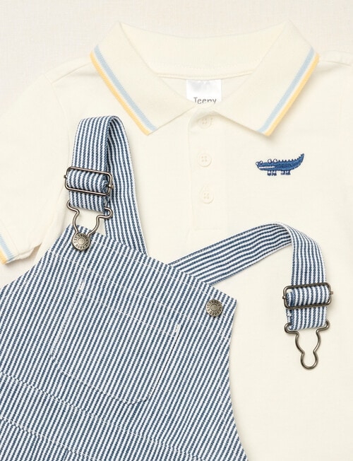 Teeny Weeny Safari Friends Shortall & Polo Set, Blue Stripe product photo View 04 L