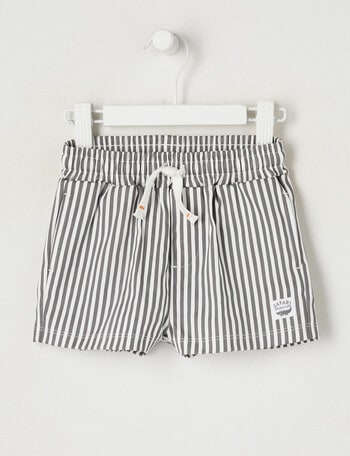 Teeny Weeny Safari Friends Stripe Woven Short, Grey product photo