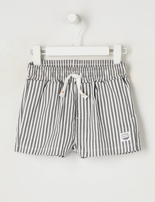 Teeny Weeny Safari Friends Stripe Woven Short, Grey product photo