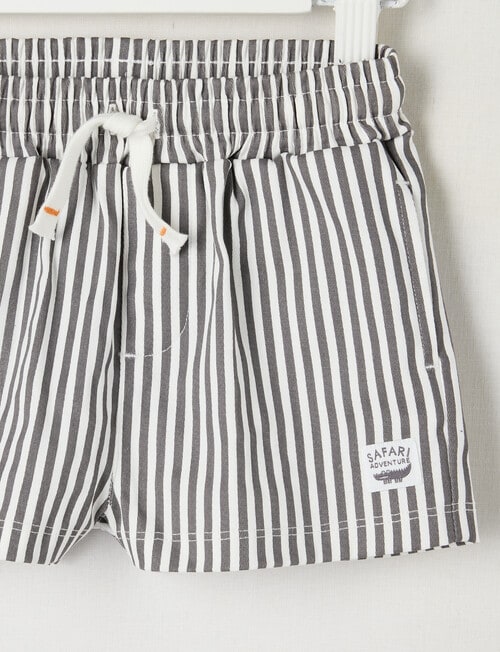 Teeny Weeny Safari Friends Stripe Woven Short, Grey product photo View 02 L