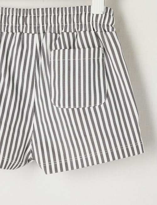 Teeny Weeny Safari Friends Stripe Woven Short, Grey product photo View 03 L