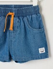 Teeny Weeny Safari Friends Woven Denim Short, Blue product photo View 02 S