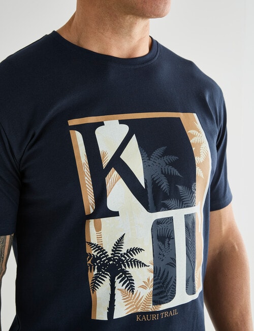 Kauri Trail Print Short Sleeve Tee, Navy product photo View 04 L