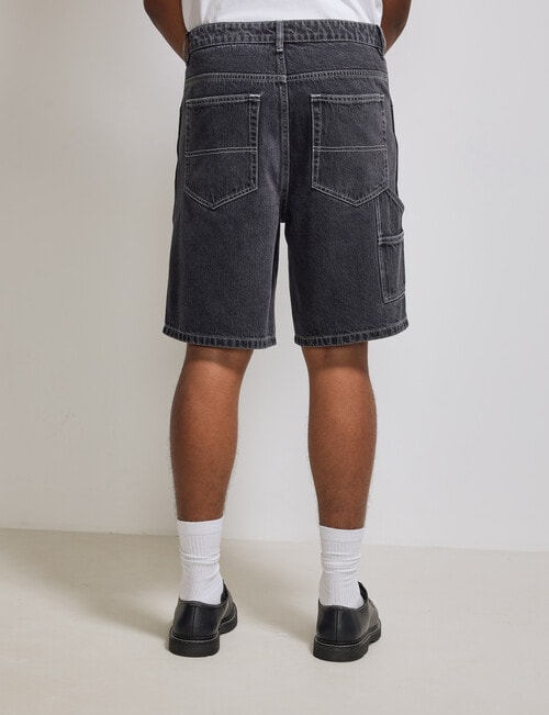 AIR SPACE Carpenter Denim Short, Black Rinse product photo View 03 L