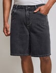 AIR SPACE Carpenter Denim Short, Black Rinse product photo View 04 S