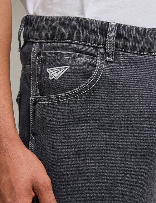 AIR SPACE Carpenter Denim Short, Black Rinse product photo View 05 L