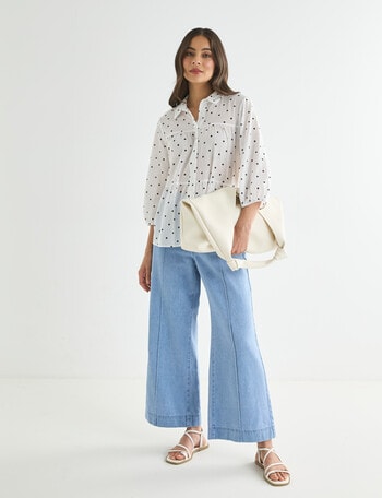 Whistle Three Quarter Sleeve Tiered Shirt, Java Spot product photo