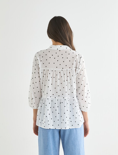 Whistle Three Quarter Sleeve Tiered Shirt, Java Spot product photo View 02 L