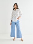 Whistle Three Quarter Sleeve Tiered Shirt, Java Spot product photo View 03 S