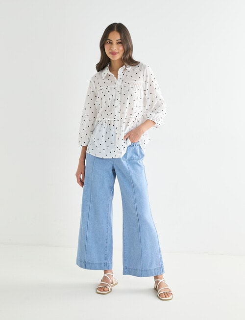 Whistle Three Quarter Sleeve Tiered Shirt, Java Spot product photo View 03 L