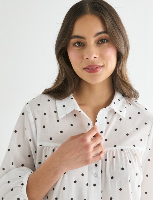 Whistle Three Quarter Sleeve Tiered Shirt, Java Spot product photo View 05 L