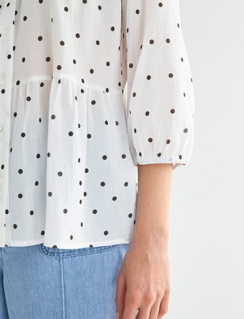 Whistle Three Quarter Sleeve Tiered Shirt, Java Spot product photo View 06 L