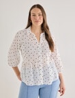 Whistle Three Quarter Sleeve Tiered Shirt, Java Spot product photo View 12 S