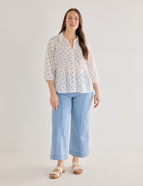Whistle Three Quarter Sleeve Tiered Shirt, Java Spot product photo View 13 L