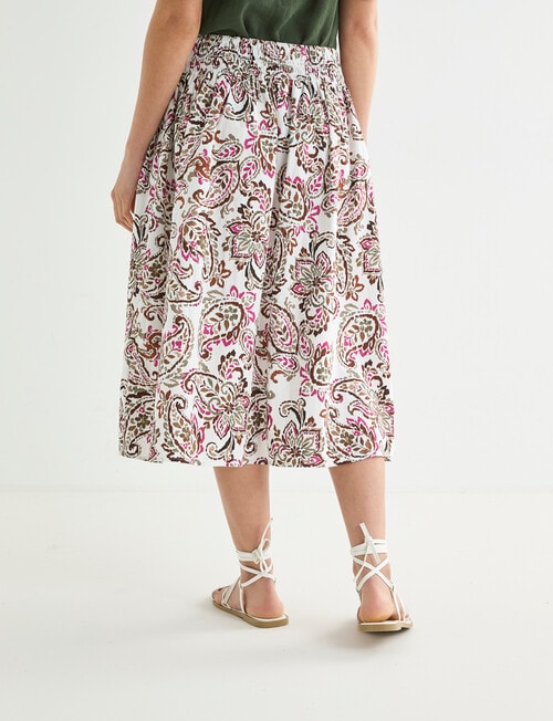 Whistle Shirred Waist Skirt, Shorter Length Paisley product photo View 02 L
