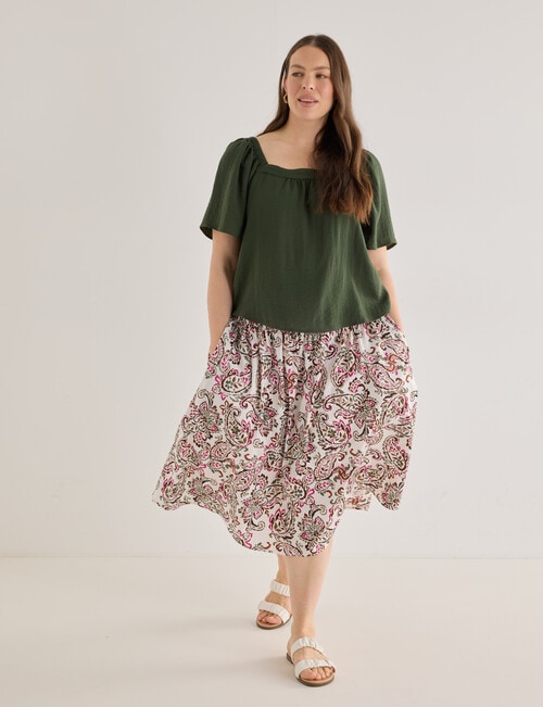Whistle Shirred Waist Skirt, Shorter Length Paisley product photo View 12 L