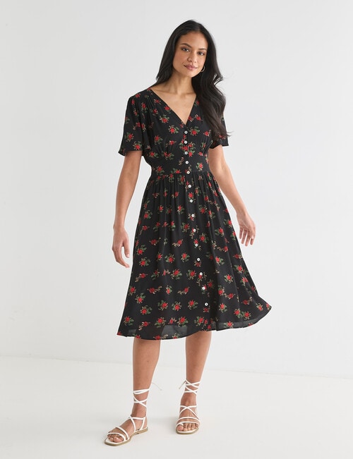 Whistle Tea Dress, Shorter Length Rose Black product photo View 03 L