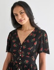 Whistle Tea Dress, Shorter Length Rose Black product photo View 04 S