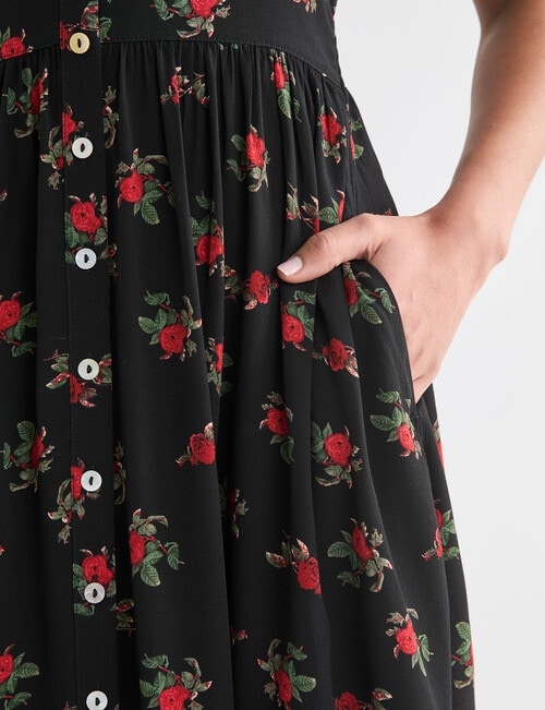Whistle Tea Dress, Shorter Length Rose Black product photo View 05 L