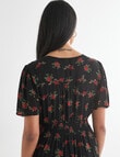 Whistle Tea Dress, Shorter Length Rose Black product photo View 06 S