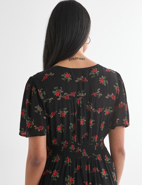 Whistle Tea Dress, Shorter Length Rose Black product photo View 06 L