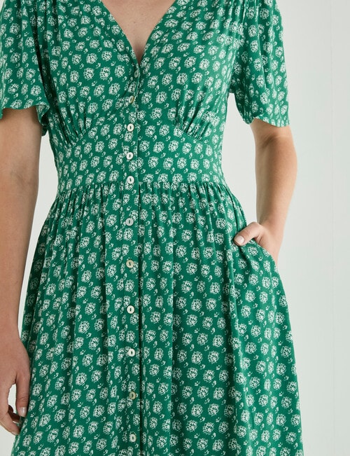 Whistle Stamp Tea Dress, Emerald product photo View 05 L