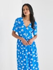 Whistle V-Neck Dress, Shorter Length Floral Spot Blue product photo View 03 S
