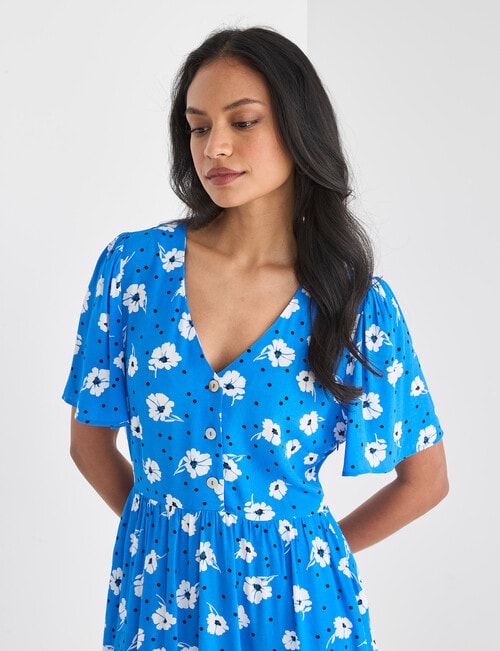 Whistle V-Neck Dress, Shorter Length Floral Spot Blue product photo View 04 L
