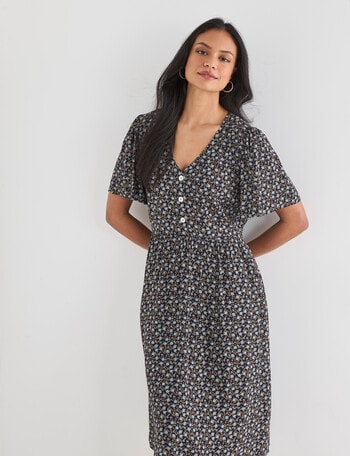Whistle V-Neck Dress, Shorter Length Ditsy Floral Navy product photo