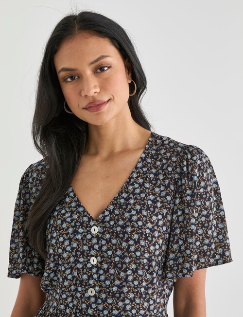 Whistle V-Neck Dress, Shorter Length Ditsy Floral Navy product photo View 04 L