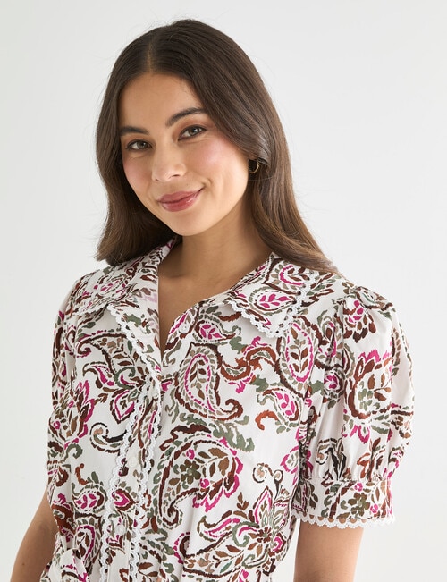 Whistle Shirt Dress Lace Trim, Watercolour Paisley product photo View 04 L