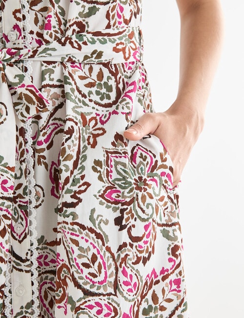 Whistle Shirt Dress Lace Trim, Watercolour Paisley product photo View 06 L