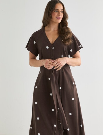 Whistle Tie Waist Dress, Spot Java & Natural product photo