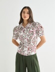 Whistle Short Sleeve Shirt Lace Trim, Watercolour Paisley product photo