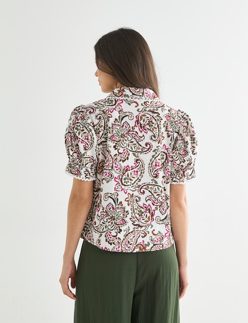 Whistle Short Sleeve Shirt Lace Trim, Watercolour Paisley product photo View 02 L