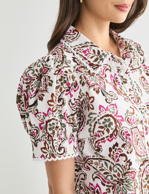 Whistle Short Sleeve Shirt Lace Trim, Watercolour Paisley product photo View 05 L