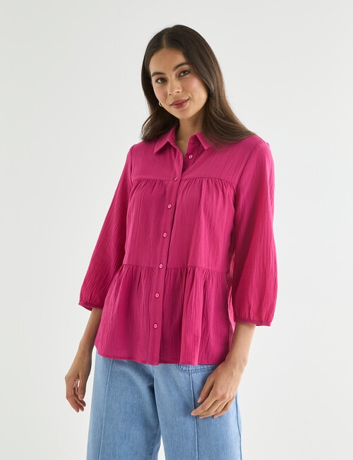 Whistle Three Quarter Sleeve Tiered Shirt, Orchid product photo