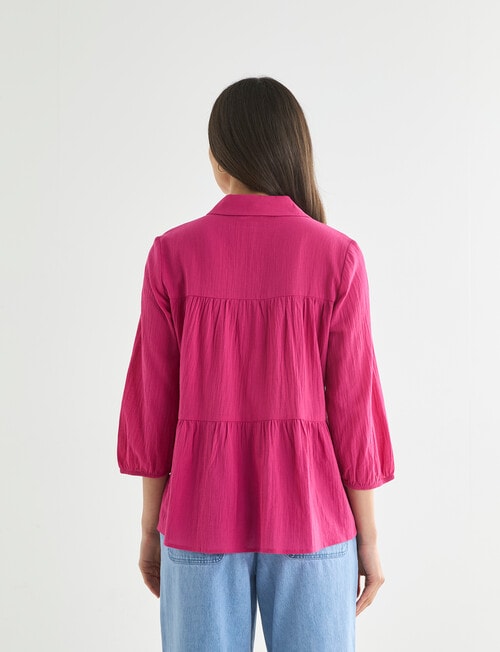 Whistle Three Quarter Sleeve Tiered Shirt, Orchid product photo View 02 L