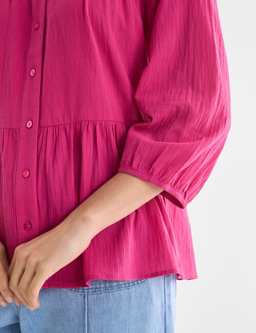 Whistle Three Quarter Sleeve Tiered Shirt, Orchid product photo View 04 L